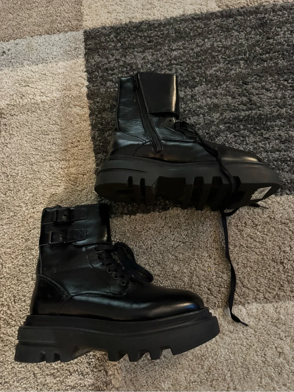All Saints Men’s Black Leather Combat Boot